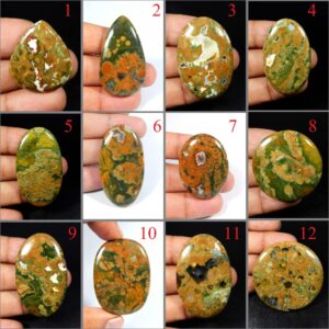 Rhyolite Jasper Cabochon. Unique~ Rhyolite Jasper Gemstone. Natural Rainforest Jasper. Mix Shape Rhyolite Loose For Jewelry. Rh-