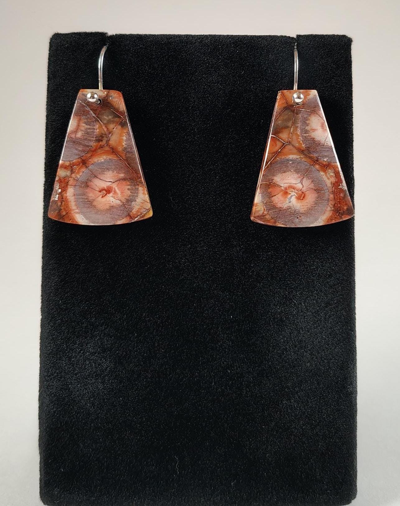 Birds Eye Rhyolite And Sterling Silver Earrings Handmade By Chris Hay