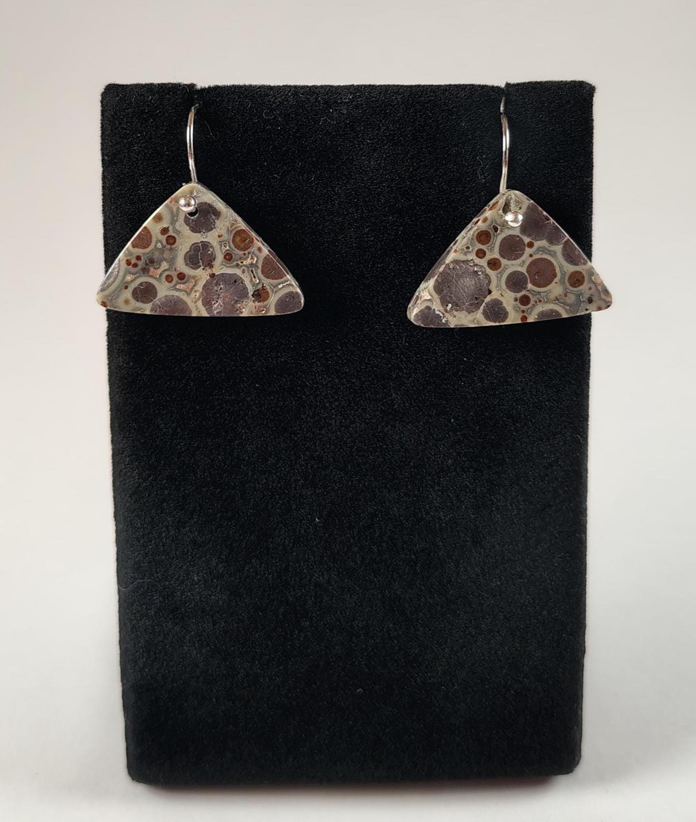 Orbicular Rhyolite And Sterling Silver Earrings Handmade By Chris Hay