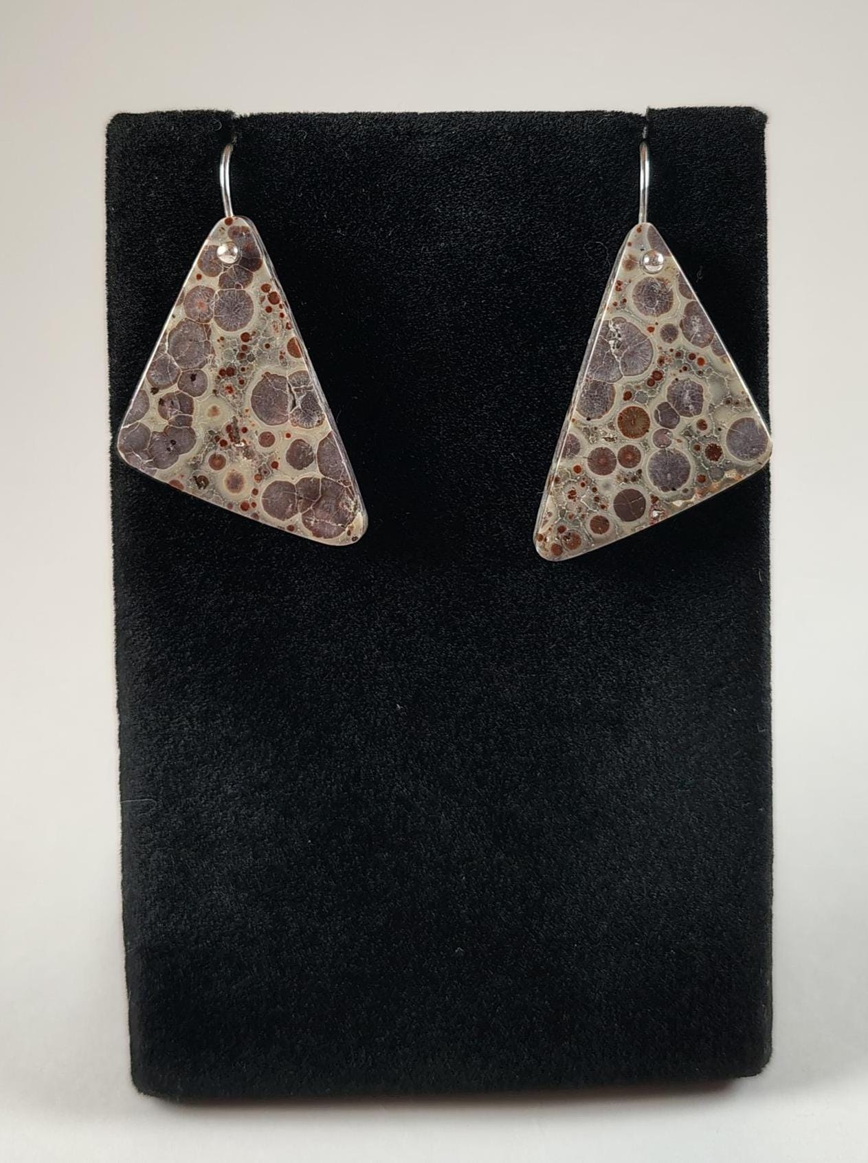 Orbicular Rhyolite And Sterling Silver Earrings Handmade By Chris Hay