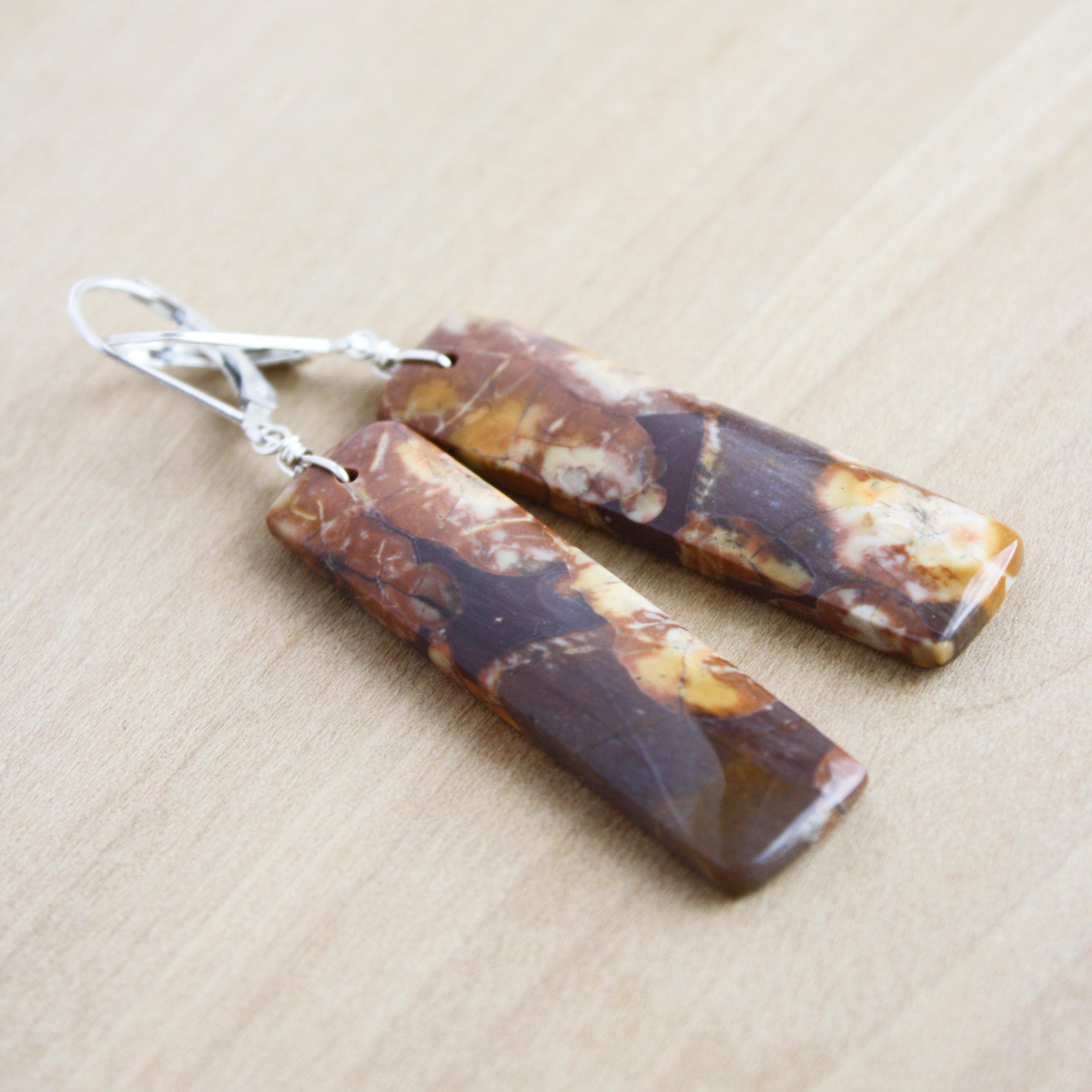 Rhyolite Earrings . Brown Stone Earrings On Sterling Silver Lever Backs Rhyolite Earrings . Brown Stone Earrings On Sterling Silver Lever Backs
