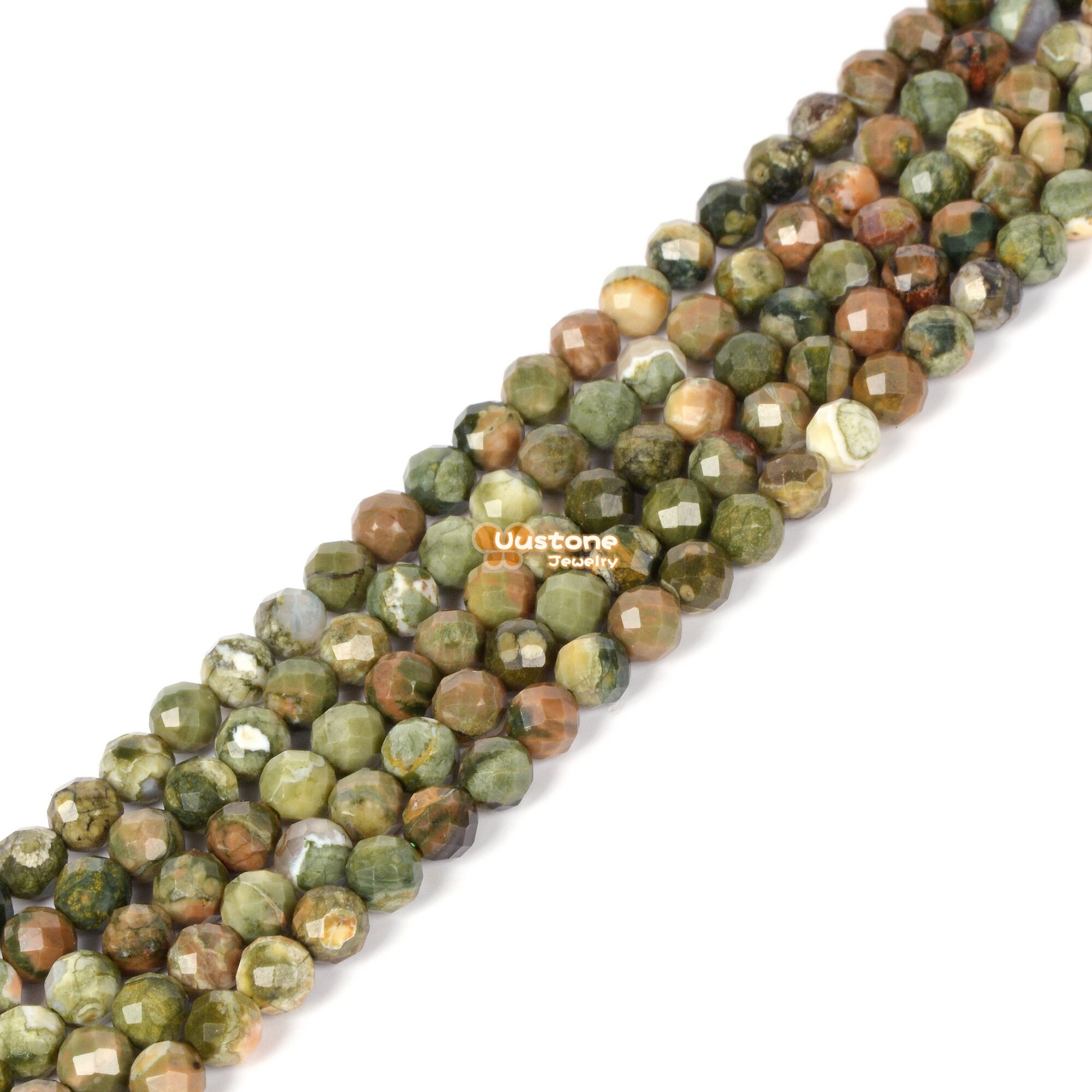 02791 3.7mm To 4.7mm Faceted Rhyolite Jasper Ball Sphere Loose Beads Diy Jewelry Making Strand 15.5-16"