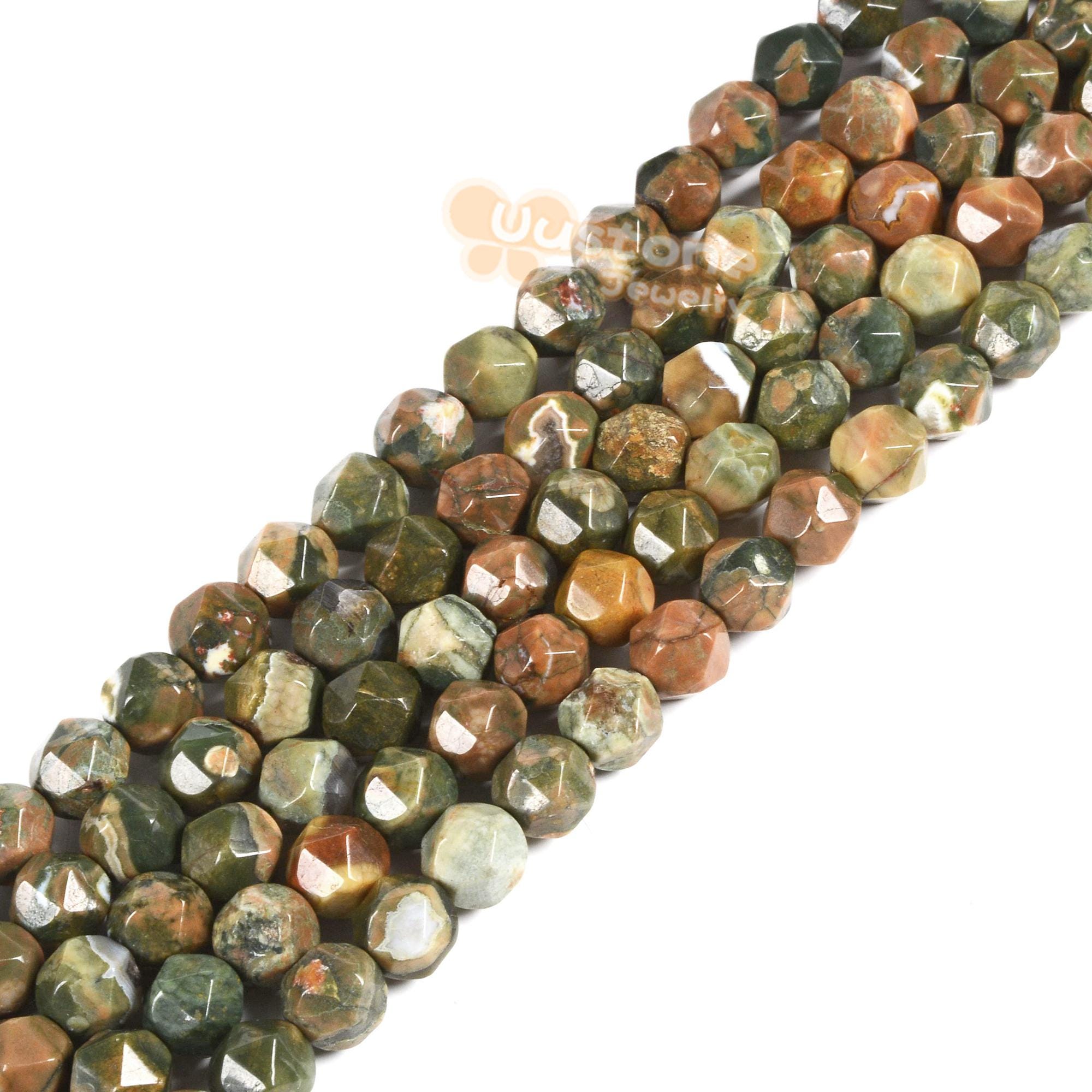 6mm Rhyolite Jasper Gemstone Triangle Faceted Round Loose Beads Strand 15.5" Diy Jewelry Making