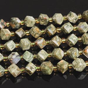 8mm Green Rhyolite Beads Grade Aaa Genuine Natural Gemstone Faceted Cube Loose Beads 15"/7.5" Bulk Lot Options (126583) 8mm Green Rhyolite Beads Grade Aaa Genuine Natural Gemstone Faceted Cube Loose Beads 15"/7.5" Bulk Lot Options (126583)