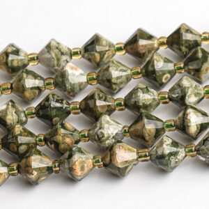 8mm Green Rhyolite Beads Grade Aa Genuine Natural Gemstone Bicone Faceted Loose Beads 15"/7.5" Bulk Lot Options(126707) 8mm Green Rhyolite Beads Grade Aa Genuine Natural Gemstone Bicone Faceted Loose Beads 15"/7.5" Bulk Lot Options(126707)
