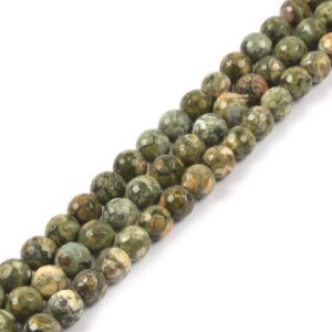 8MM Faceted rhyolite jasper round ball loose beads gemstone bead jewelry making handmade strand 8MM Faceted rhyolite jasper round ball loose beads gemstone bead jewelry making handmade strand