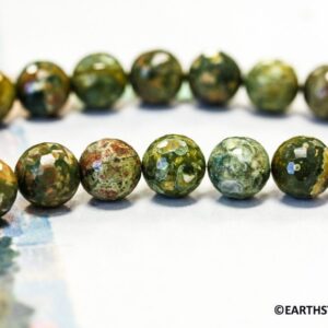 Rhyolite 14mm / 12mm / 10mm Faceted Round Beads 16" Strand