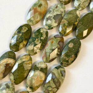 natural rhyolite 30x15x8mm faceted oval gemstone beads--15.5 inch strand natural rhyolite 30x15x8mm faceted oval gemstone beads--15.5 inch strand