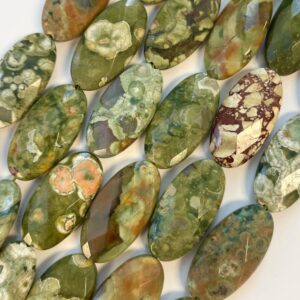 natural rhyolite 30x15x8mm faceted oval gemstone beads--15.5 inch strand natural rhyolite 30x15x8mm faceted oval gemstone beads--15.5 inch strand