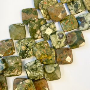 natural rhyolite 15x15x5mm faceted square gemstone beads--15.5 inch strand natural rhyolite 15x15x5mm faceted square gemstone beads--15.5 inch strand