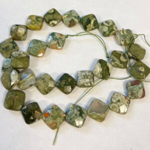 natural rhyolite 12x12x5mm faceted square gemstone beads--15.5 inch strand natural rhyolite 12x12x5mm faceted square gemstone beads--15.5 inch strand