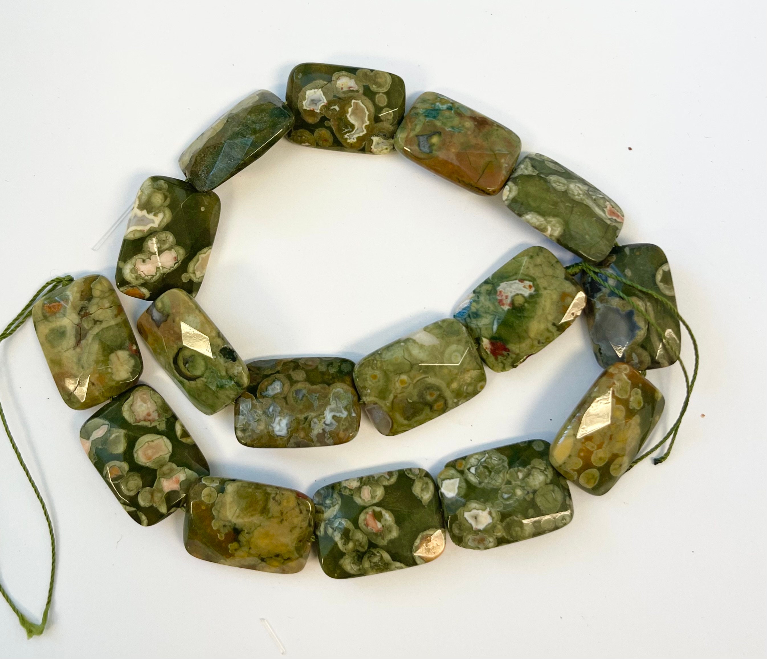 Natural Rhyolite 25x18x7mm Faceted Rectangle Gemstone Beads--15.5 Inch Strand