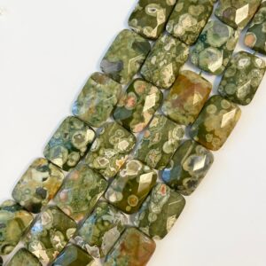 natural rhyolite 14x10x5mm faceted rectangle gemstone beads--15.5 inch strand natural rhyolite 14x10x5mm faceted rectangle gemstone beads--15.5 inch strand