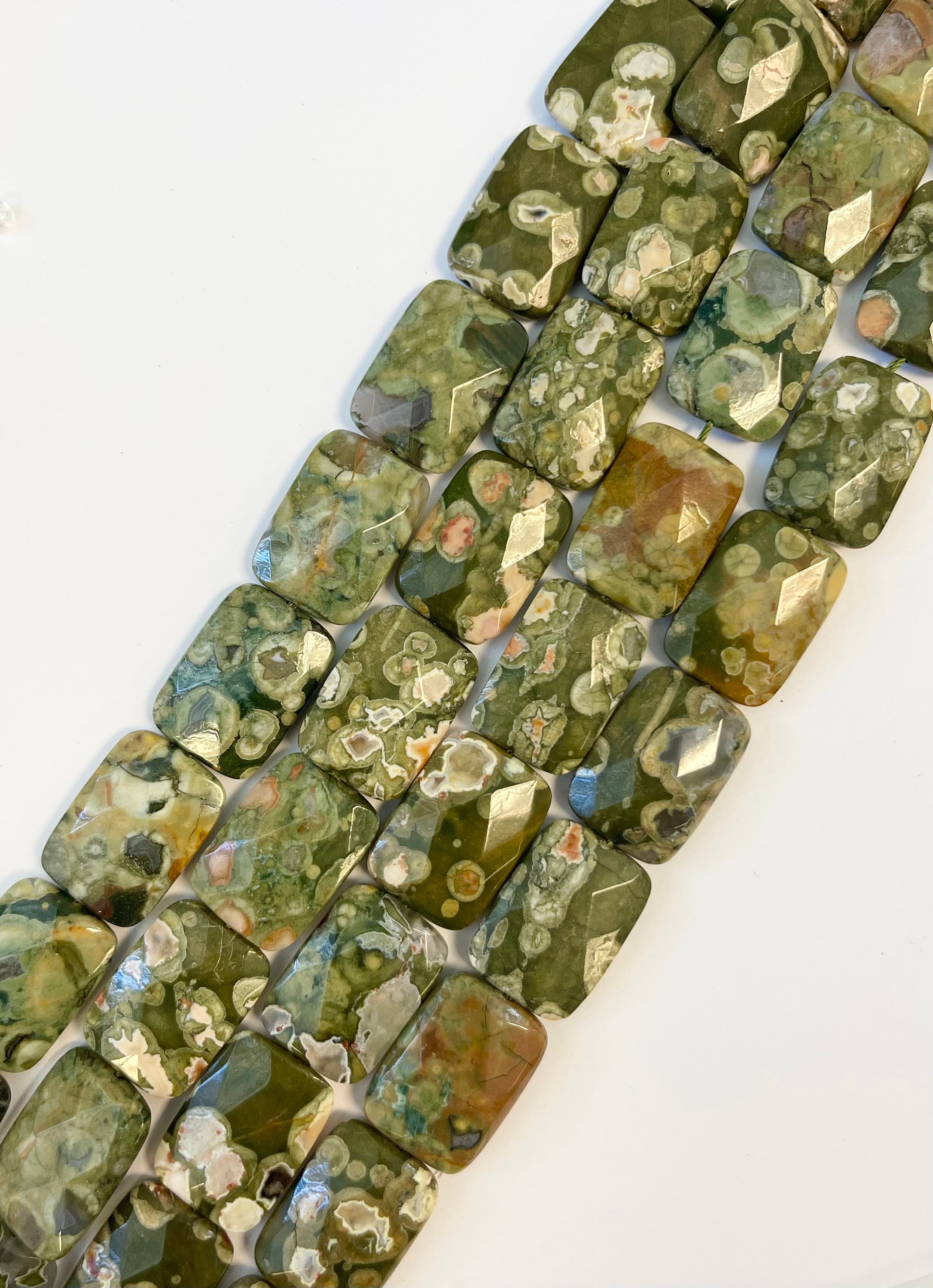 Natural Rhyolite 14x10x5mm Faceted Rectangle Gemstone Beads--15.5 Inch Strand Natural Rhyolite 14x10x5mm Faceted Rectangle Gemstone Beads--15.5 Inch Strand