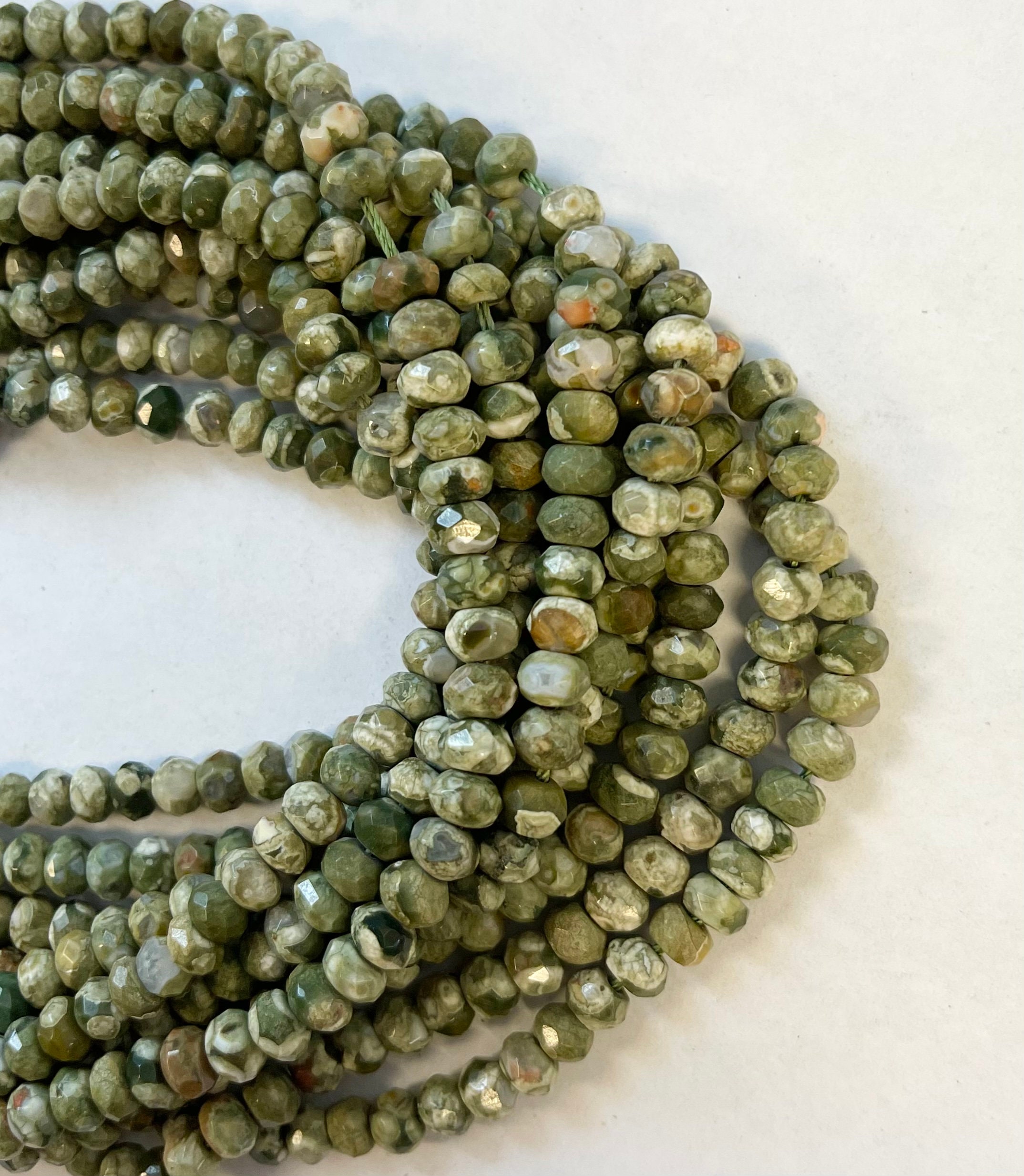 Natural Rhyolite 6x3mm Faceted Rondelle Gemstone Beads--15.5 Inch Strand