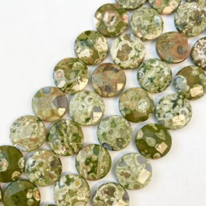 Rhyolite 20x6mm Faceted Coin Gemstone Bead -15.5 inch strand Rhyolite 20x6mm Faceted Coin Gemstone Bead -15.5 inch strand