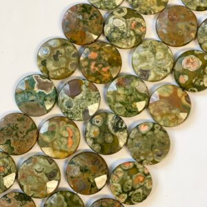 Rhyolite 25x7mm Faceted Coin Gemstone Bead -15.5 inch strand Rhyolite 25x7mm Faceted Coin Gemstone Bead -15.5 inch strand