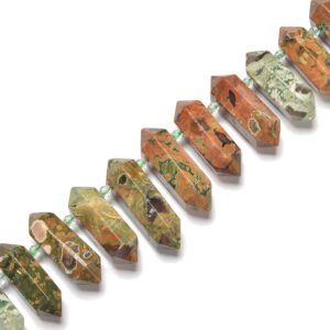 Rhyolite Graduated Top Drill Faceted Points Beads Size 25-45mm 15.5'' Strand Rhyolite Graduated Top Drill Faceted Points Beads Size 25-45mm 15.5'' Strand