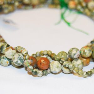 Rainforest Jasper Rhyolite Faceted Round Size 4mm 6mm 8mm 10mm 15.5" Strand Rainforest Jasper Rhyolite Faceted Round Size 4mm 6mm 8mm 10mm 15.5" Strand
