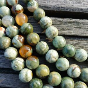 Rainforest Rhyolite Round Beads 7.5-8.5mm (etb00363) Unique Jewelry/vintage Jewelry/gemstone Necklace