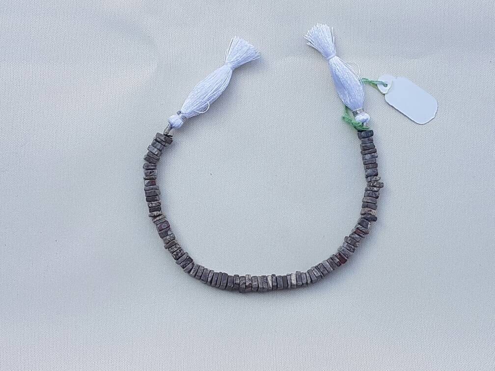 3 Strands Of Mushroom Rhyolite Squares Beads 6 To 8mm 8"