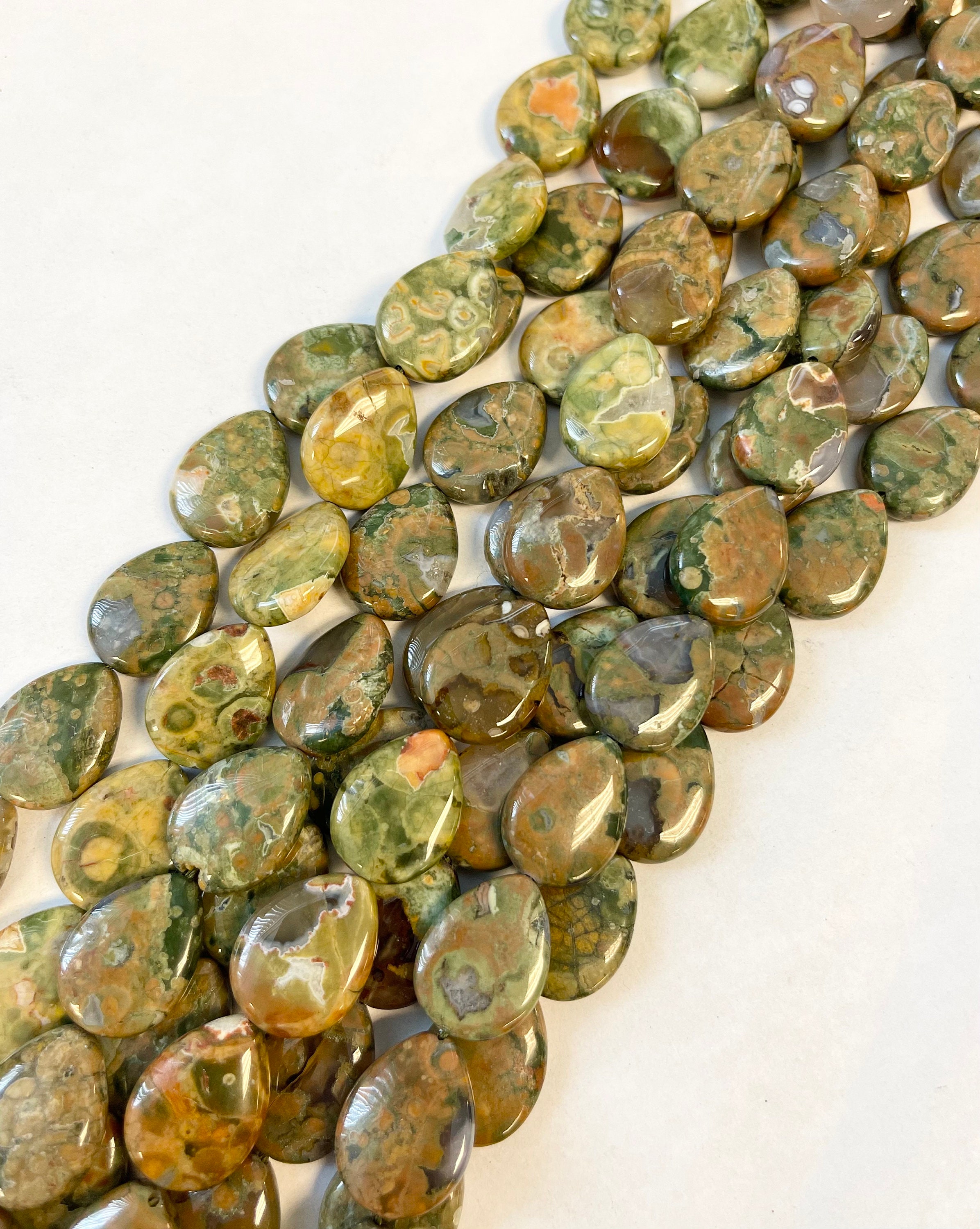 Natural Rhyolite 20x15x6mm Teardrop Gemstone Beads--15.5 Inch Strand