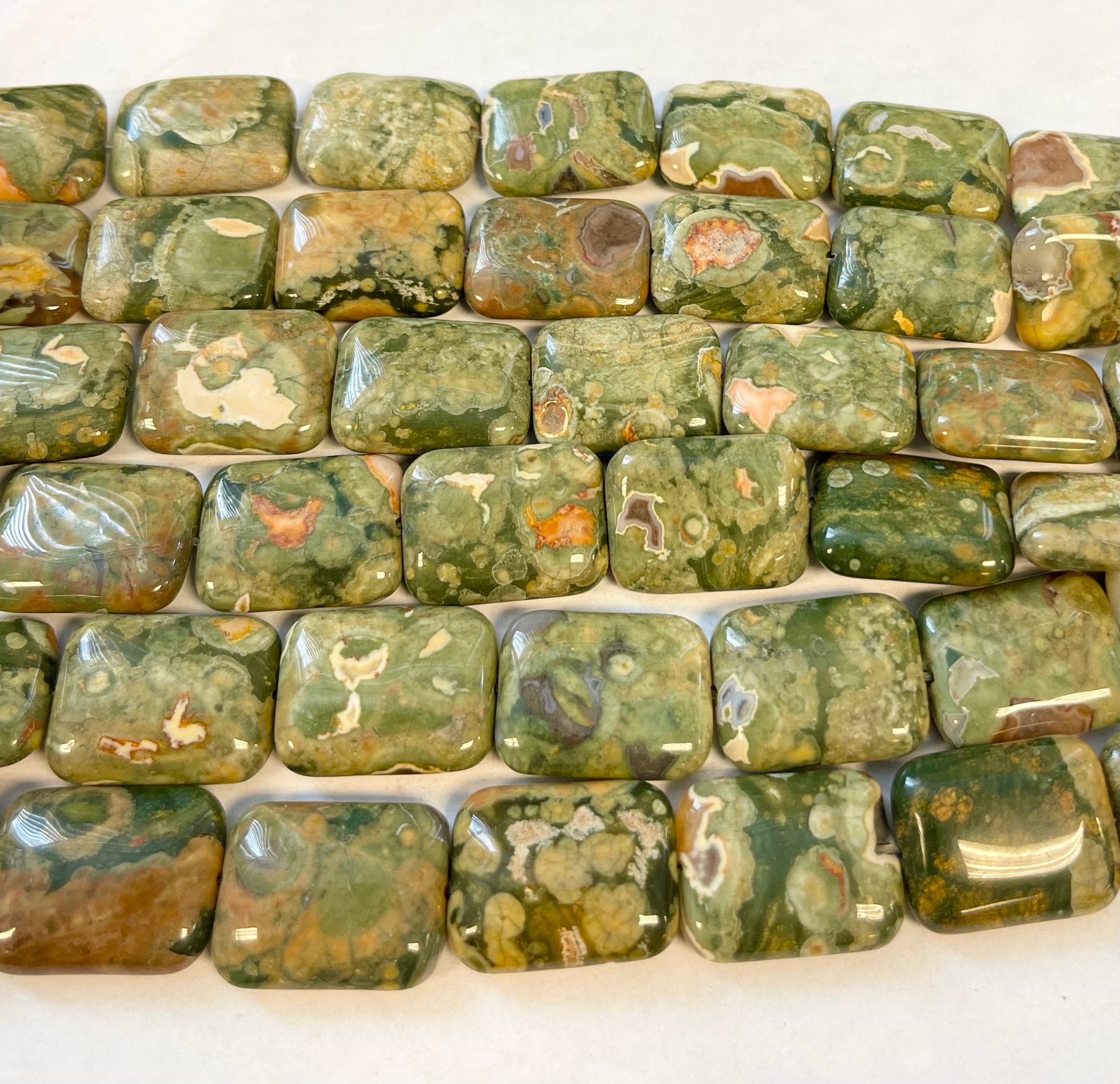 Natural Rhyolite 20x15x6mm Rectangle Gemstone Beads--15.5 Inch Strand