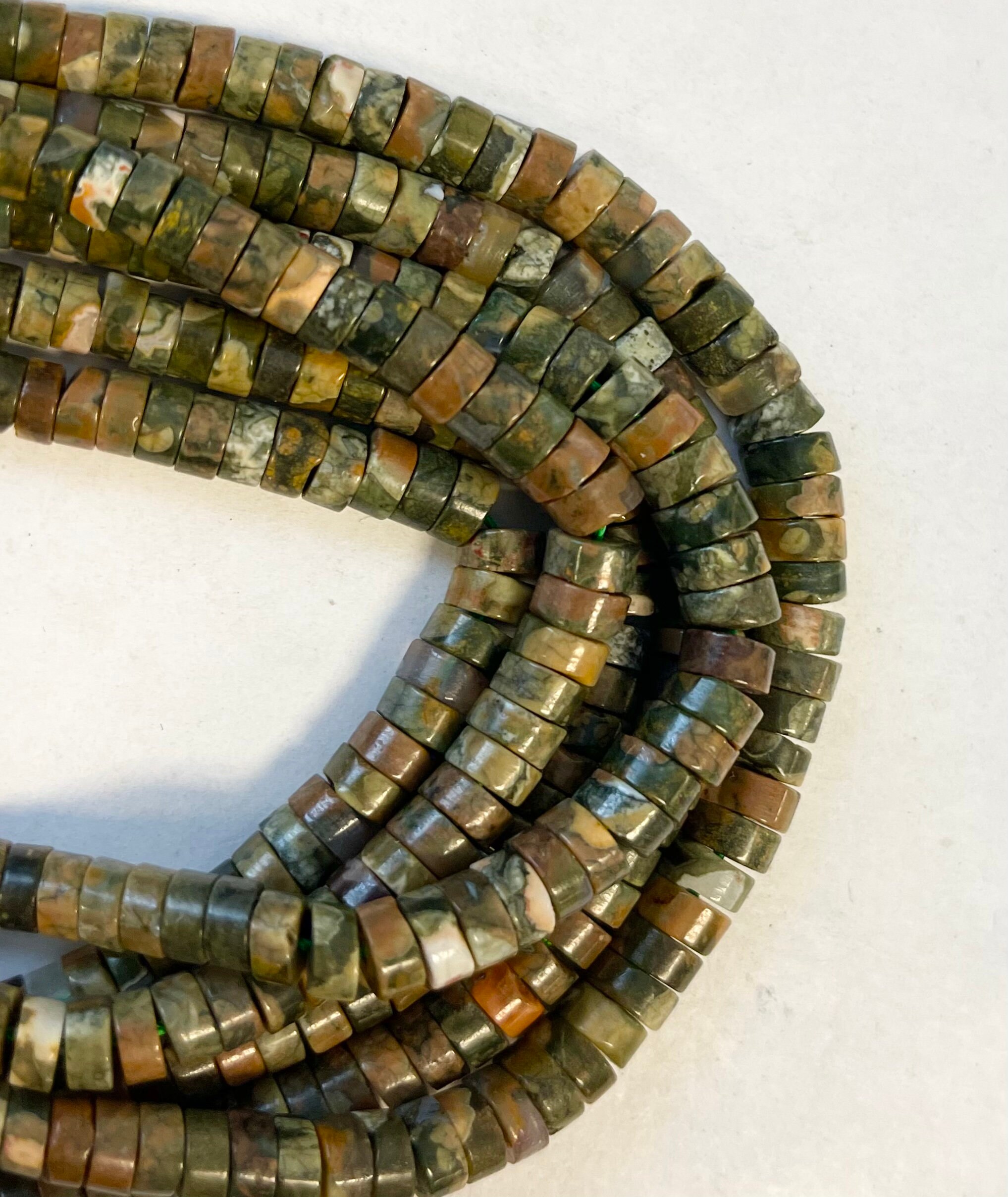 Natural Rhyolite 6x3mm Heshi Gemstone Beads--15.5 Inch Strand