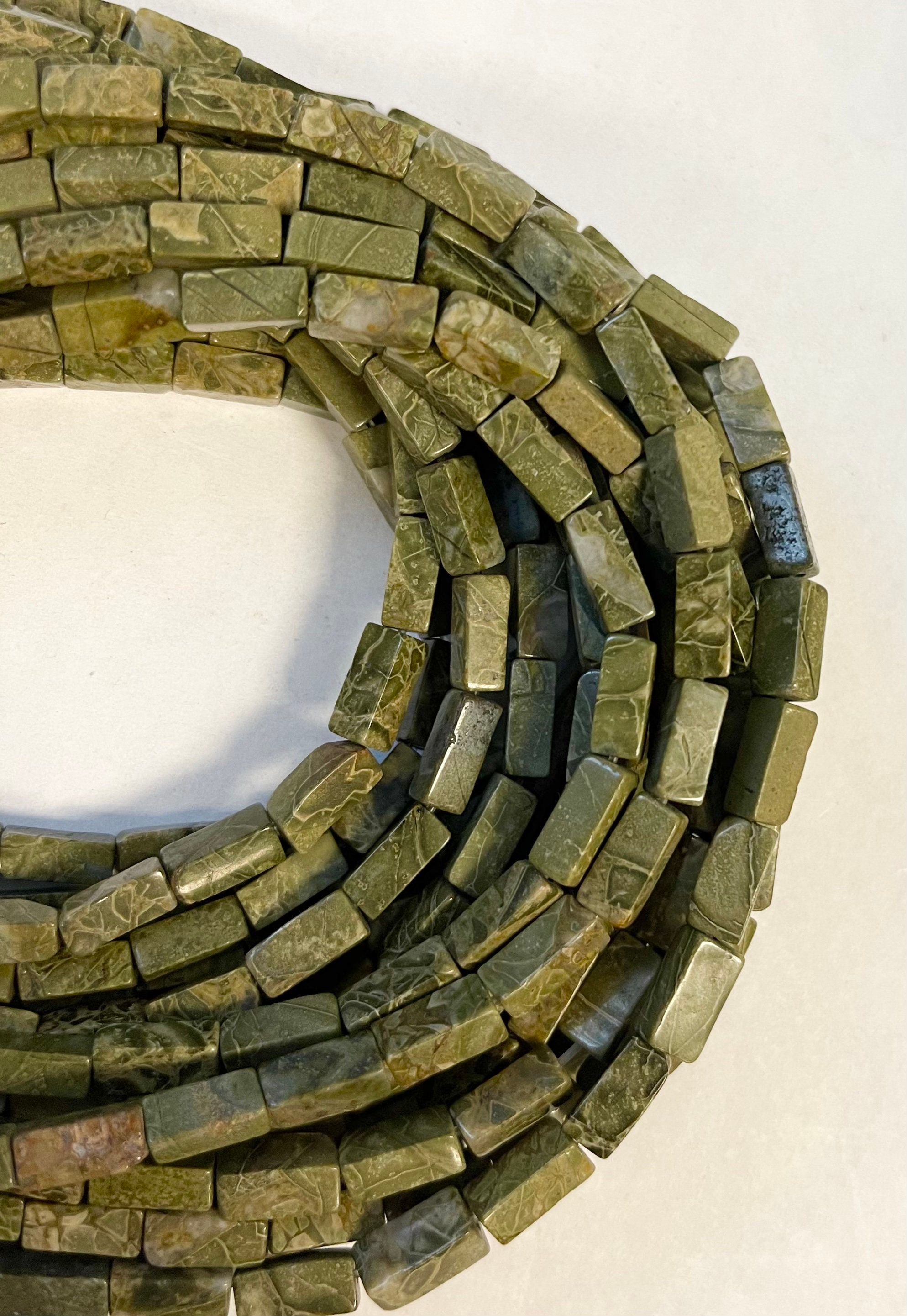 Natural Rhyolite 10x4mm Tube Gemstone Beads--15.5 Inch Strand