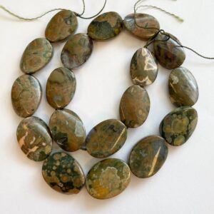 natural rhyolite 22x16x8mm oval gemstone beads--15.5 inch strand