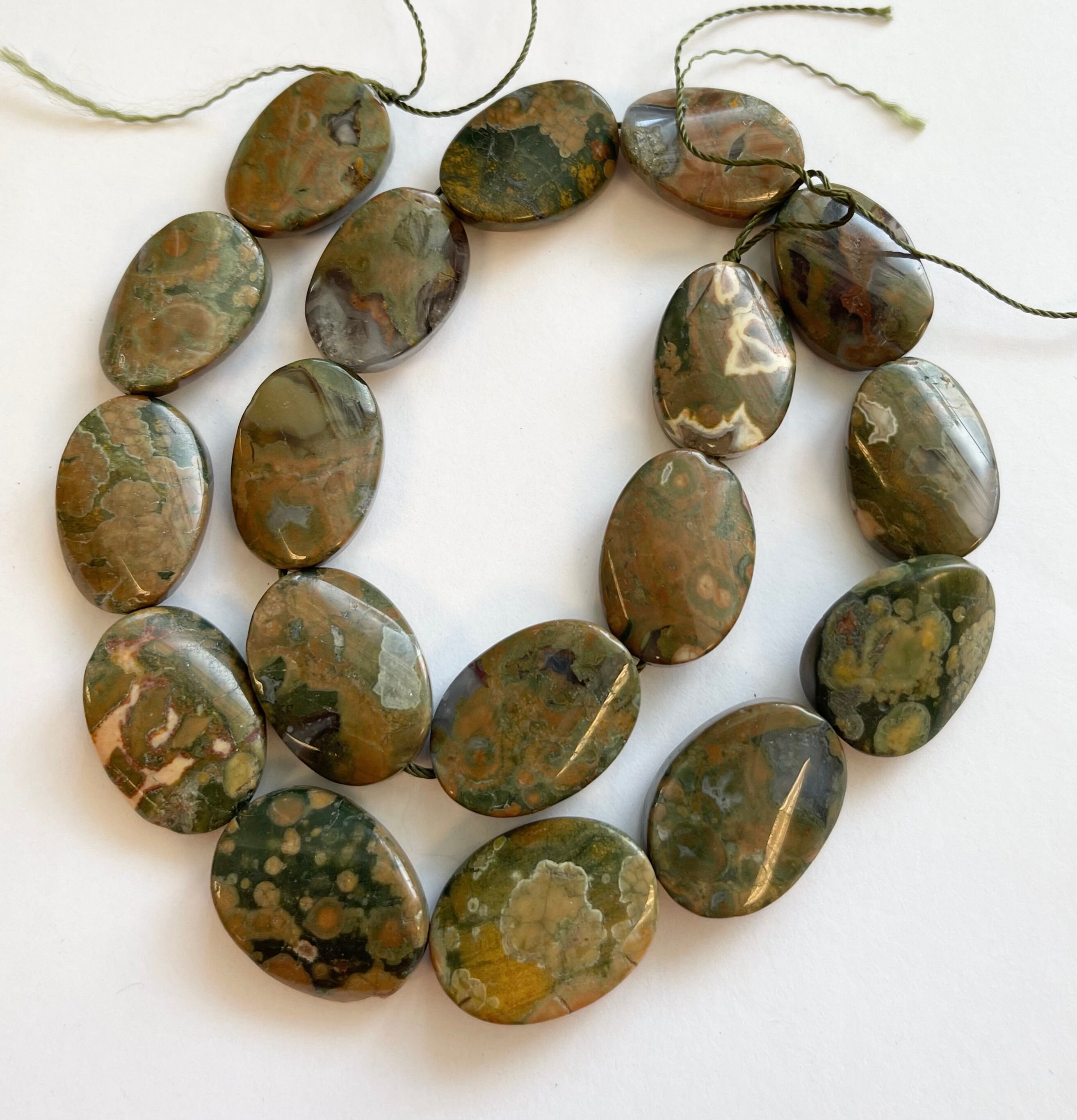Natural Rhyolite 22x16x8mm Oval Gemstone Beads--15.5 Inch Strand