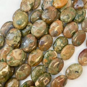 natural rhyolite 20x15x6mm oval gemstone beads--15.5 inch strand