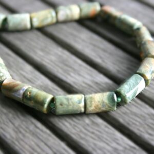Rainforest Rhyolite cylinder beads 7-8mm (ETB00963) Unique jewelry/Vintage jewelry/Gemstone necklace