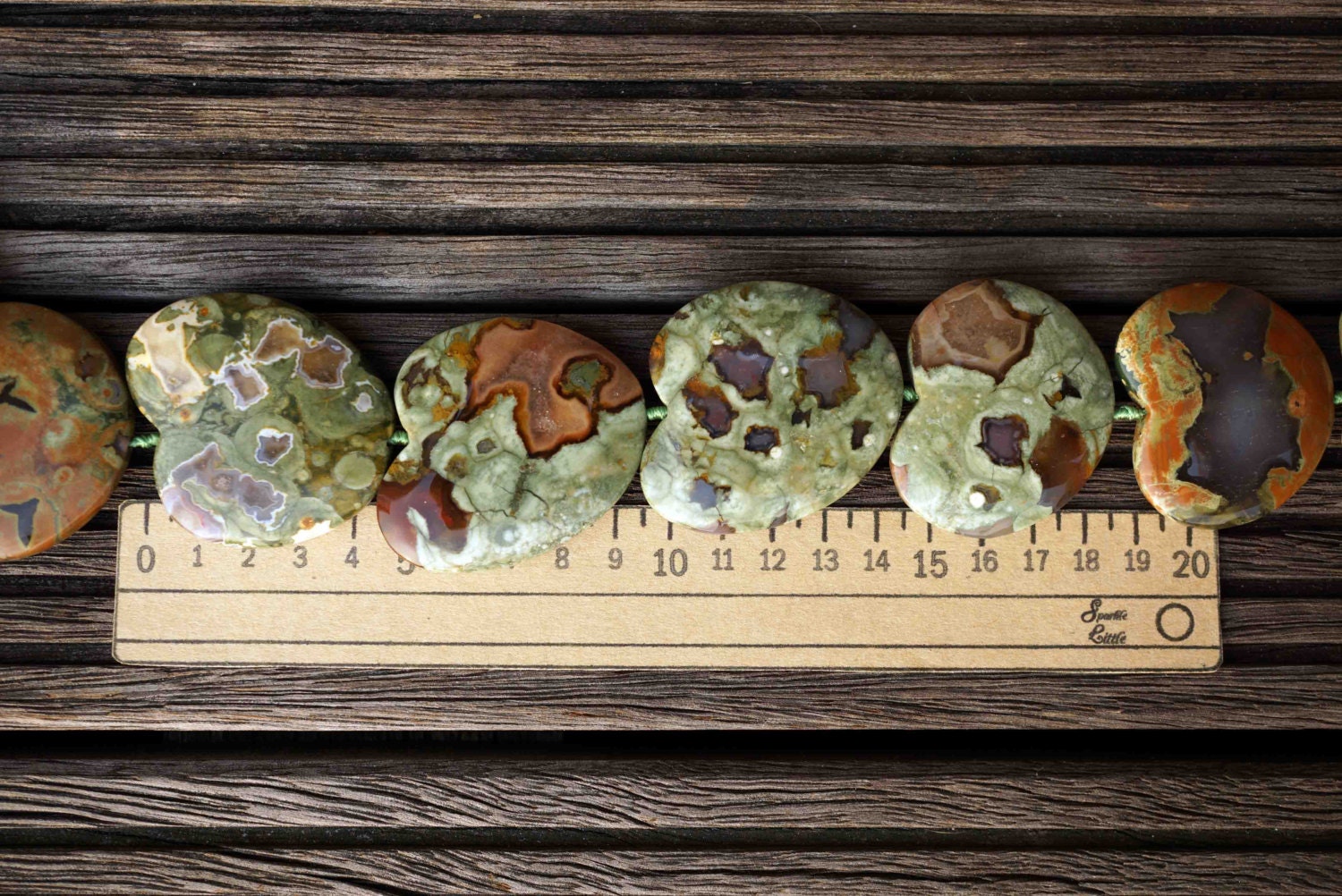 Rainforest Rhyolite Heart Shape Beads 33-43mm (etb00565) Unique Jewelry/vintage Jewelry/gemstone Necklace