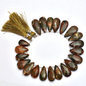 Rhyolite Gemstone 13x26mm Faceted Pear Briolette Beads | Natural Aaa Rhyolite Semi Precious Gemstone Loose Briolette Rare Beads For Jewelry