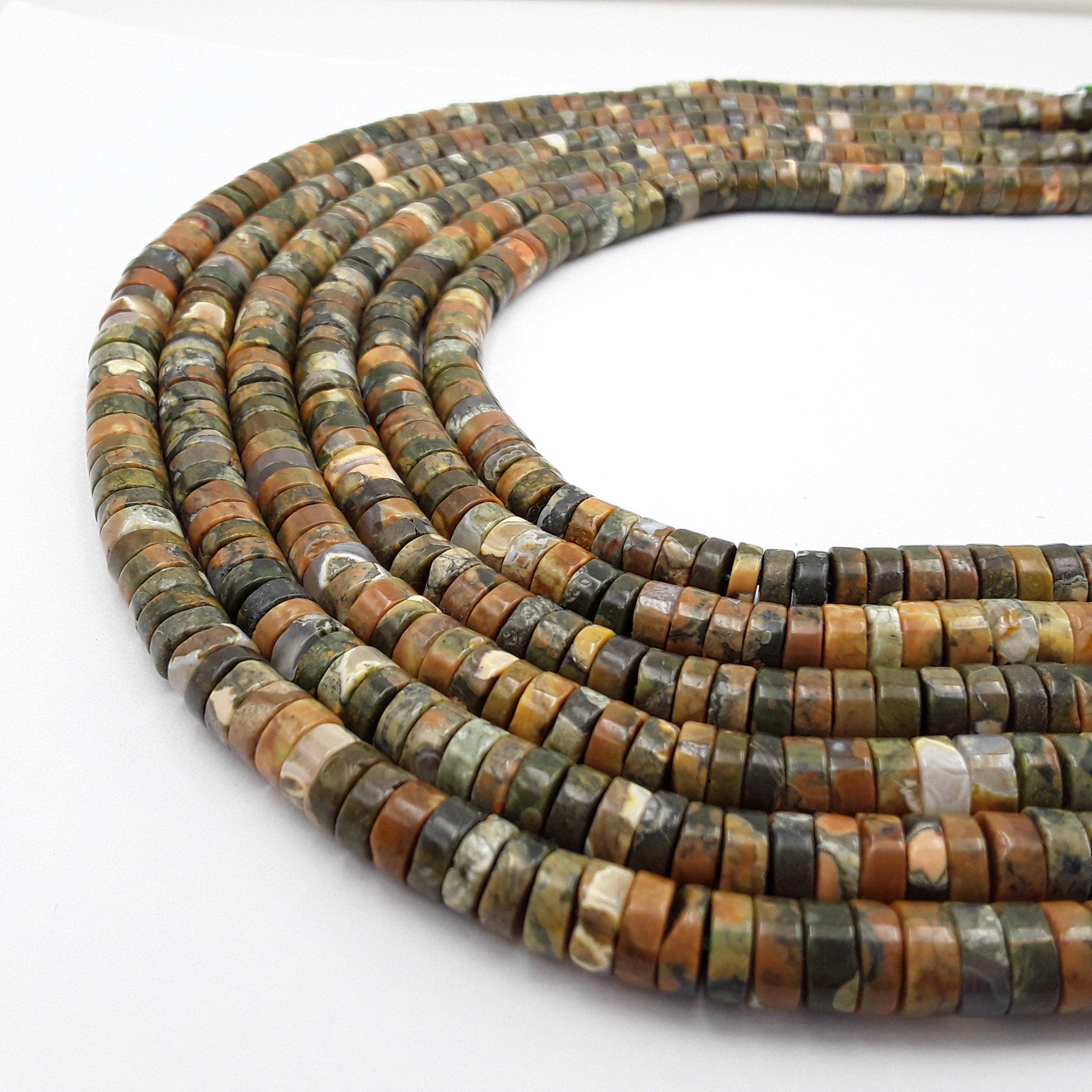 Rainforest Jasper Rhyolite Heishi Disc Beads Size 3x5mm 3x6mm 3x7mm 15.5" Strand