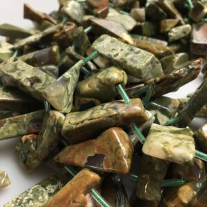 Rainforest Jasper Rhyolite Irregular Stick Points Beads 11-40mm 15.5" Strand
