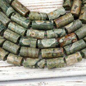 Rainforest Rhyolite Cylinder 15-16mm Beads (etb01665) Unique Jewelry/gemstone Jewelry