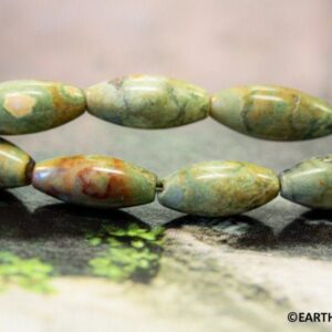 S/ Rhyolite 5x12mm Rice beads 15" strand Natural Rainforest Jasper gemstone beads For jewelry making