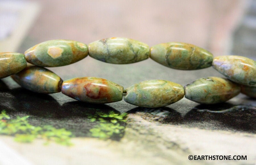 Rhyolite 5x12mm Rice Beads 15" Strand Rhyolite 5x12mm Rice Beads 15" Strand