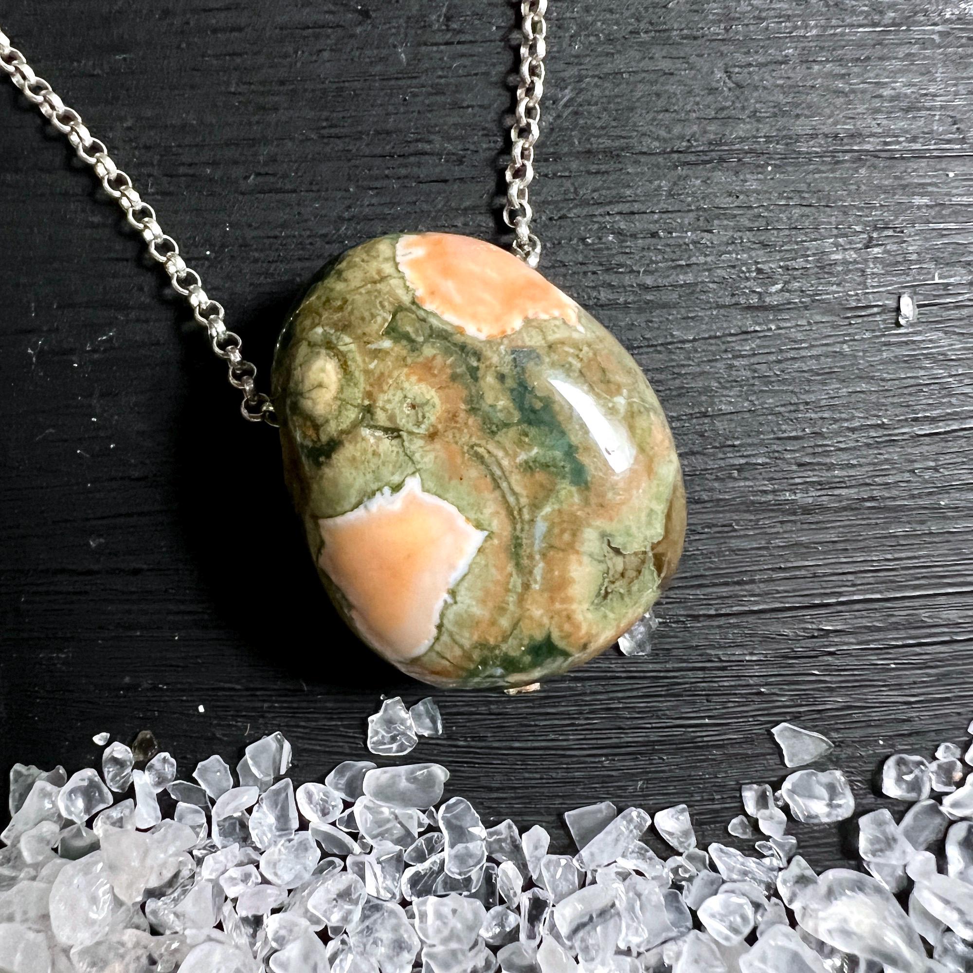 Australian Rhyolite Sterling Silver Pendant | Green Jasper Necklace Australian Rhyolite Sterling Silver Pendant | Green Jasper Necklace