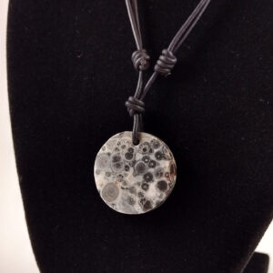 Bird's Eye Rhyolite Pendant Adjustable Leather Necklace Handmade by Chris Hay