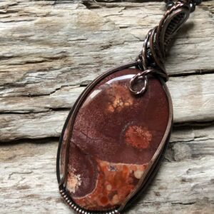 Birds Eye Rhyolite Pendant: Copper Wire Wrapped Necklace