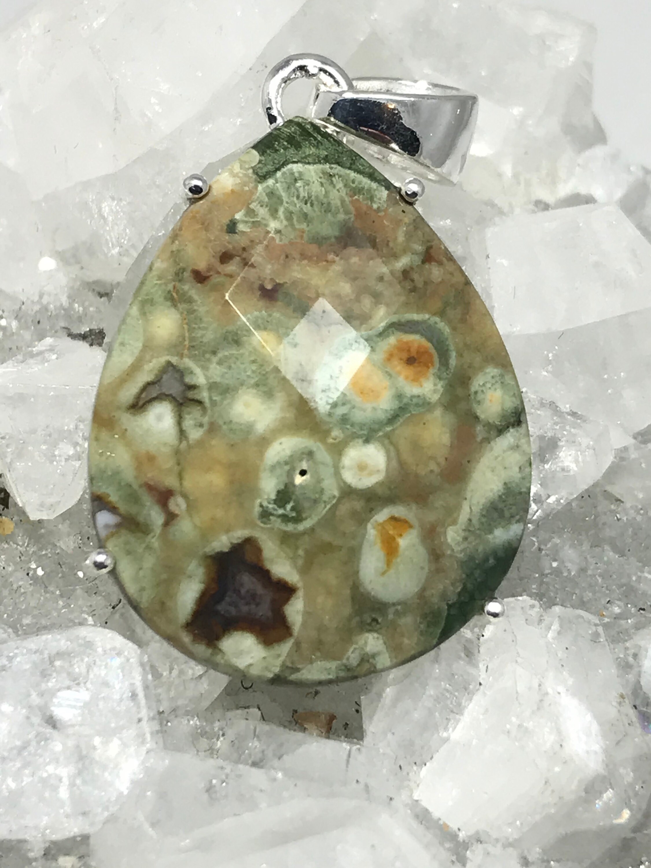 Faceted Rainforest Jasper Pendant