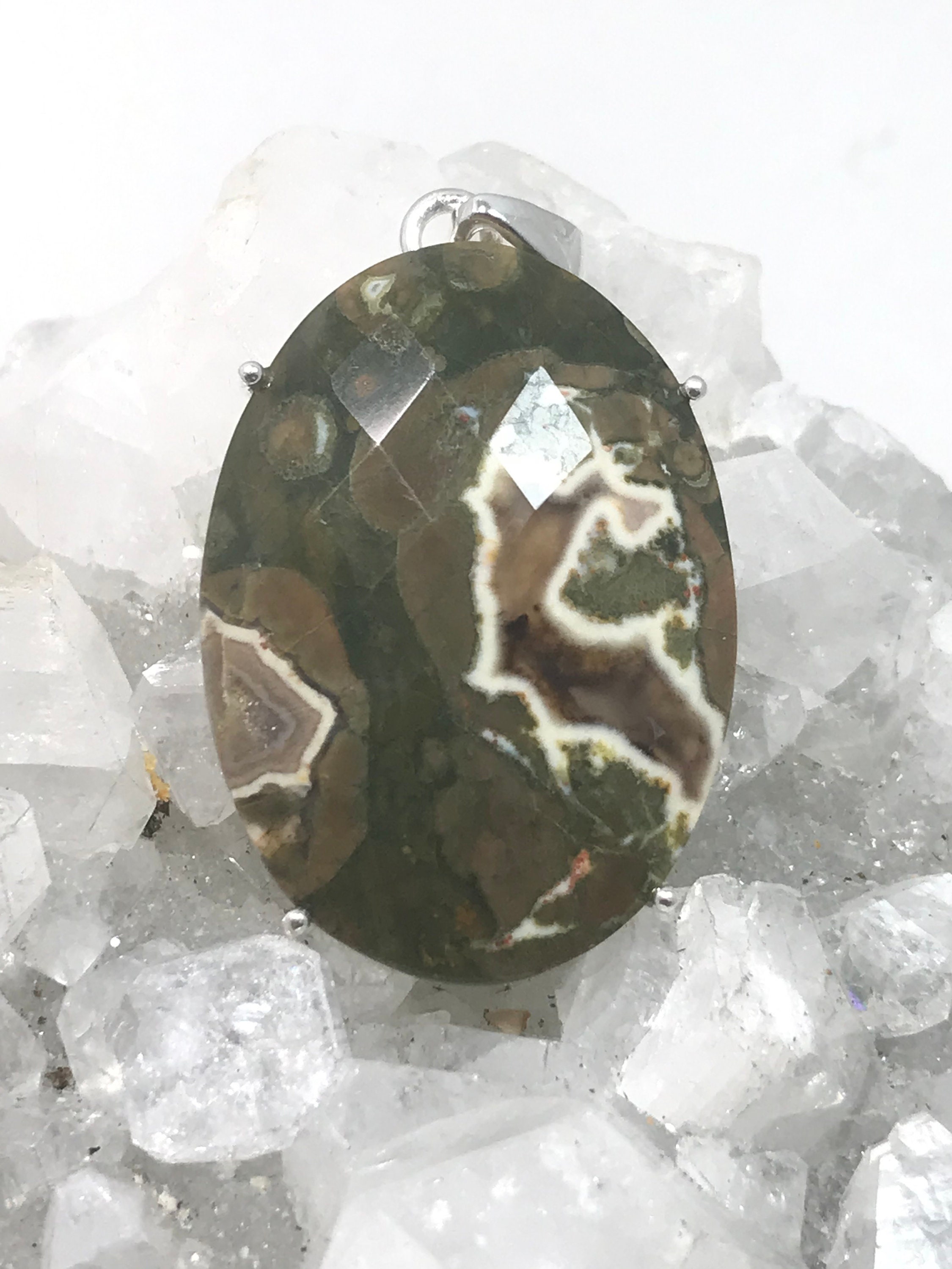 Faceted Rainforest Jasper Pendant