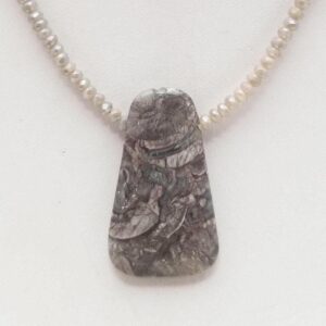 Mushroom Rhyolite Pendant Necklace, Free Shipping (17110), Mushroom Rhyolite and Crystal Necklace, Rhyolite Pendant, Pendantlady