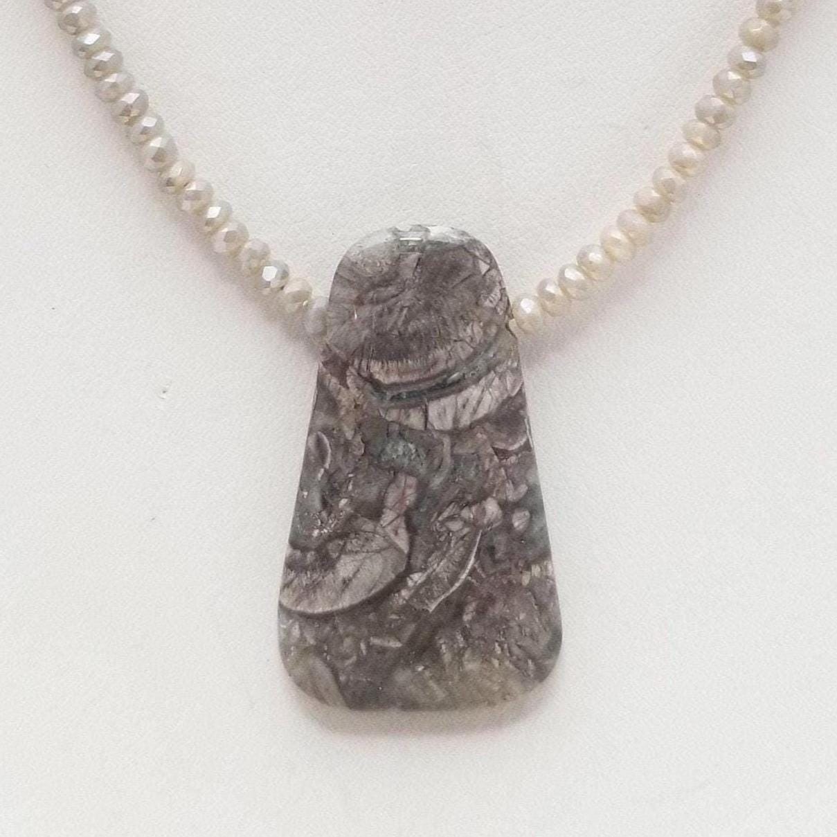 Mushroom Rhyolite Pendant Necklace, Free Shipping (17110), Mushroom Rhyolite And Crystal Necklace, Rhyolite Pendant, Pendantlady