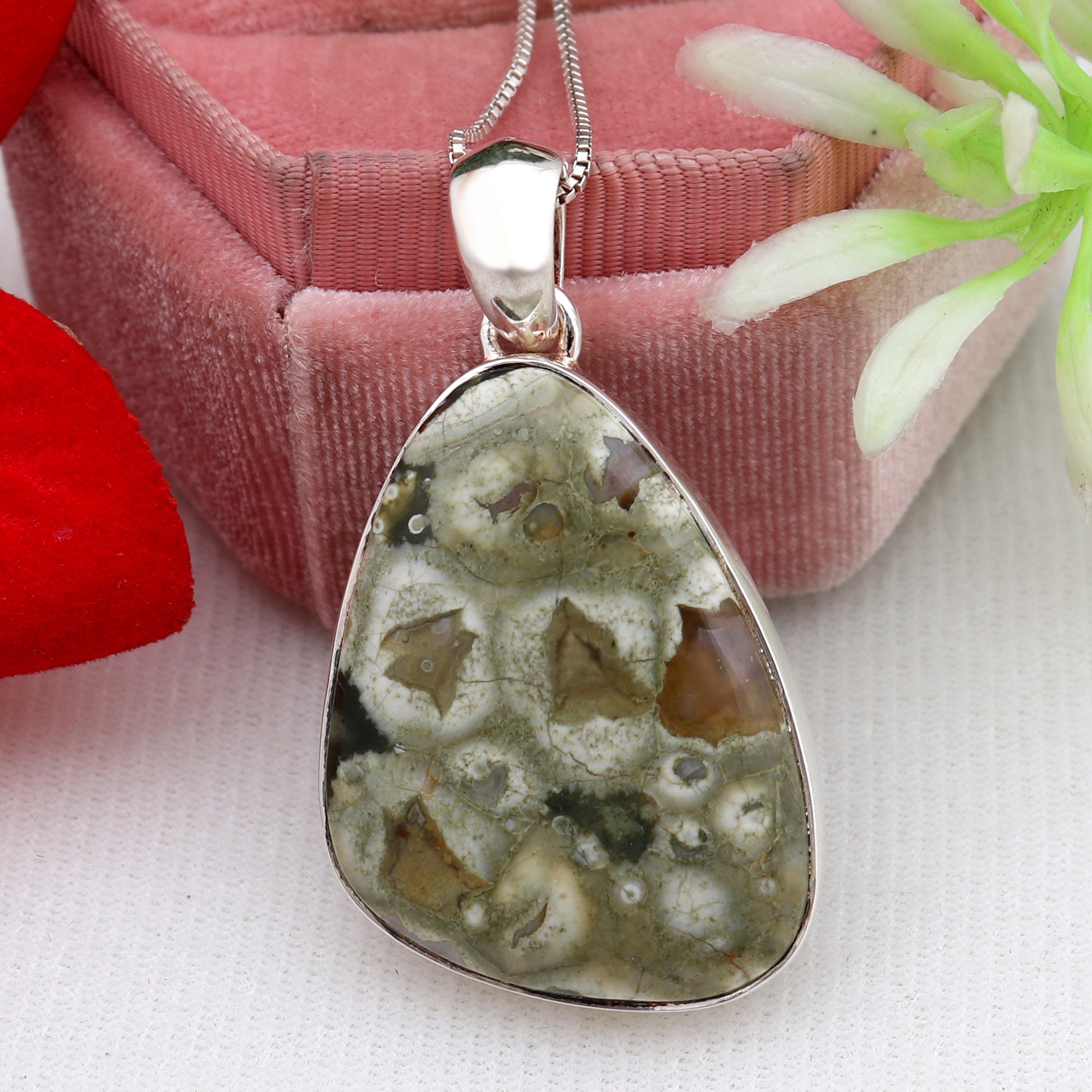 Natural Rainforest Jasper Pendant, 925 Sterling Silver Pendant, Rainforest Jasper Fancy Shape Pendant, Handmade Jewelry, Gift For Her Natural Rainforest Jasper Pendant, 925 Sterling Silver Pendant, Rainforest Jasper Fancy Shape Pendant, Handmade Jewelry, Gift For Her