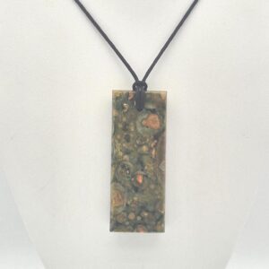 Rainforest Jasper Pendant Necklace, Free Shipping (26482), Rainforest Rhyolite Pendant, Adjustable Black Cord, Pendantlady