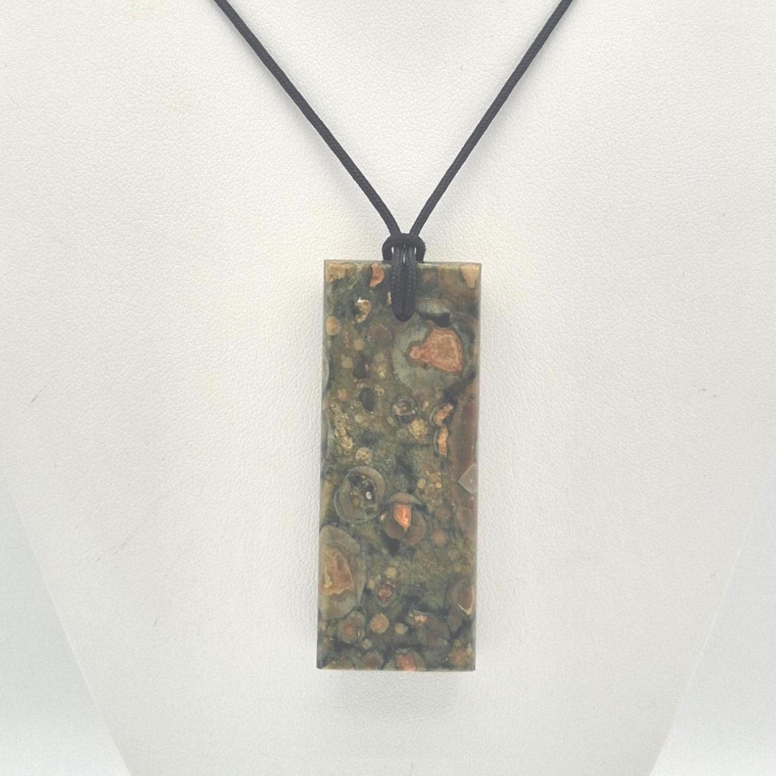 Rainforest Jasper Pendant Necklace, Free Shipping (26482), Rainforest Rhyolite Pendant, Adjustable Black Cord, Pendantlady